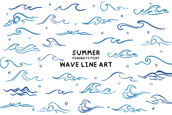 Summer Wave Line Art: Playful Dingbats for Creative Projects